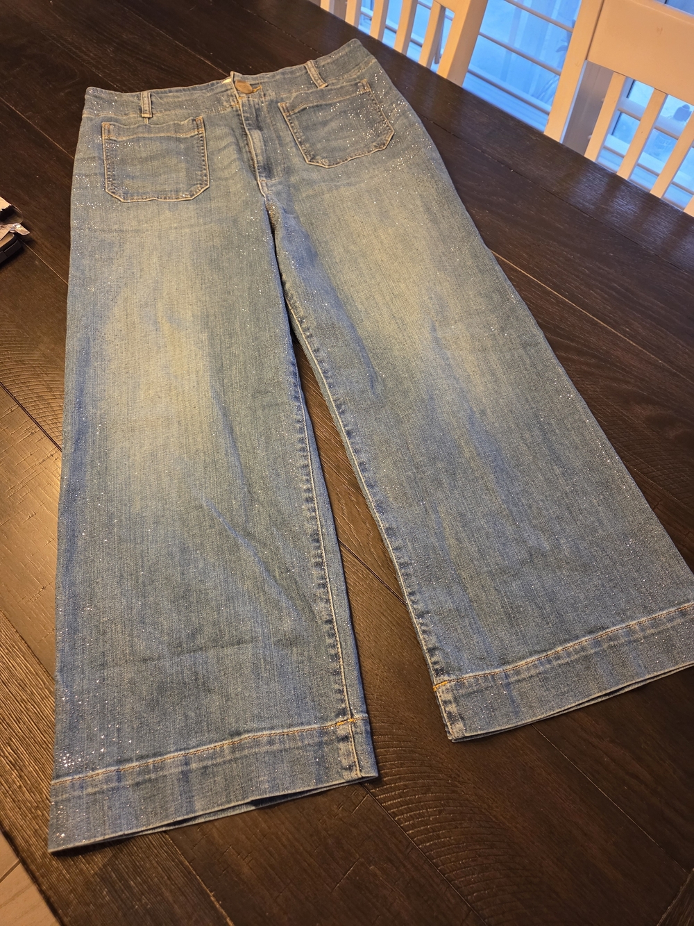 Maeve Sparkle Crop High-Rise Wide-Leg Jeans - Picture 2 of 9